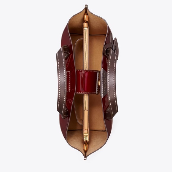 Sale NWT Tory Burch Small Perry Patent Triple Compartment Tote $448 - Picture 4 of 5